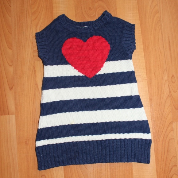 Old Navy Navy White Striped Heart Sweater Dress - Picture 1 of 8